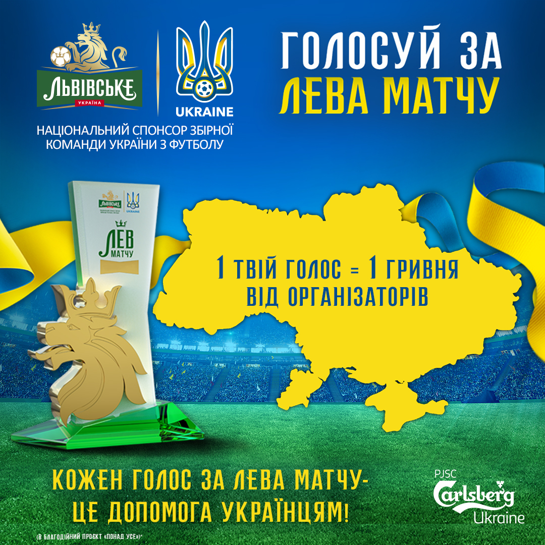 Відтепер кожен голос за “Лева матчу” – це допомога українцям