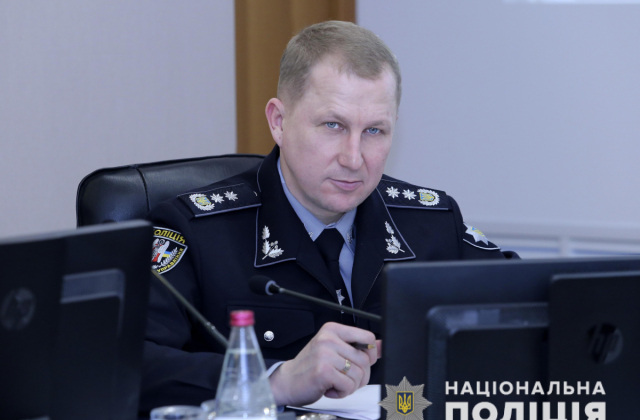 Перший заступник Голови Національної поліції В’ячеслав Аброськін під час відеоселекторної наради за участі керівників територіальних підрозділів
