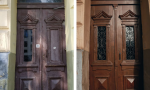 Вигляд дверей до та після реставрації (Фото: Бюро спадщини)