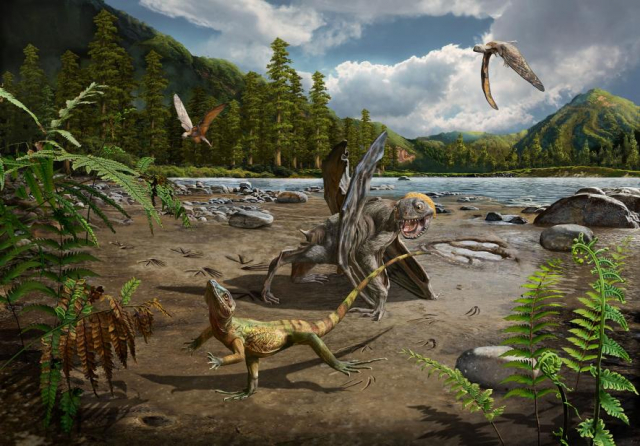 Чуан Жао “Ящірка та Птерозавр”. Ілюстрація: National Geographic.