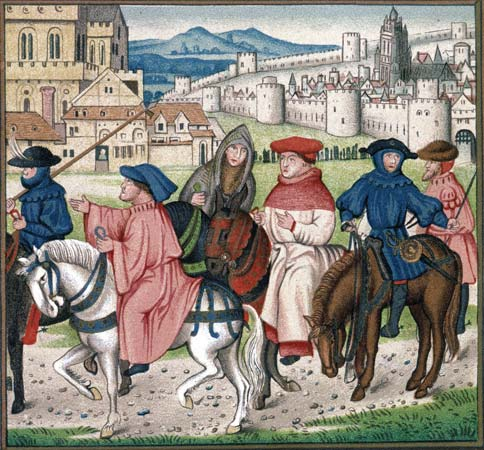 Пілігрими покидають Кентербері Royal 18 D II f.148, 1455-1462, Британська бібліотека, Лондон. Фото - Symbolon.