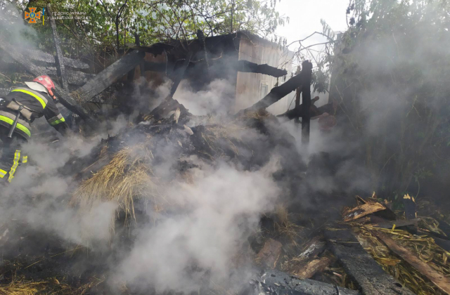 В селі на Львівщині згоріла дерев’яна господарська будівля