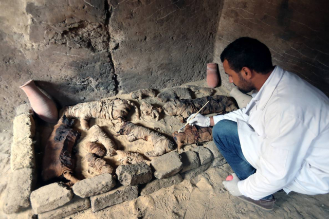 Археолог працює в могилі Хуфу-Імхата, в районі Саккара, Гіза, Єгипет, 10 листопада 2018 року   
EPA-EFE/KHALED ELFIQI