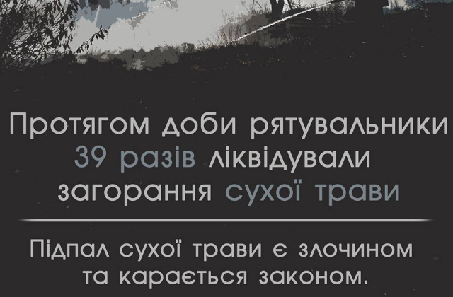 Протягом доби на Львівщині рятувальники ліквідували 39 пожеж сухостою