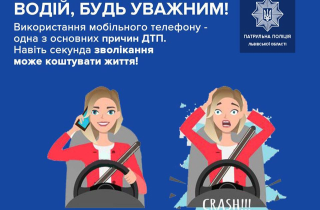 З початку року на Львівщині за розмови по телефону оштрафували майже 400 водіїв