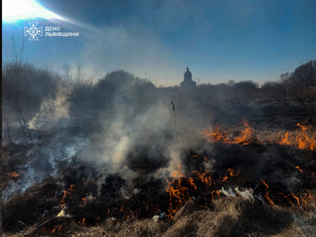 Під час ліквідації пожежі сухостою на Львівщині виявили тіло людини