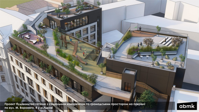 Команда архітекторів бюро АБМК представила концепцію нової будівлі, яка має з’явитись на місці хаотичного паркувального майданчику на вулиці Вороного,4.