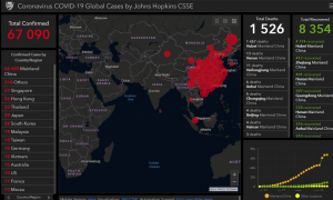 Скріншот з сервісу для відстеження поширення коронавірусу