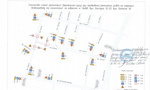 Тимчасова схема організації дорожнього руху при проведенні ремонтних робіт на мережах водопроводу та каналізації за адресою м.Львів, вул. Бойчука, 12-23, вул. Боткіна, 36